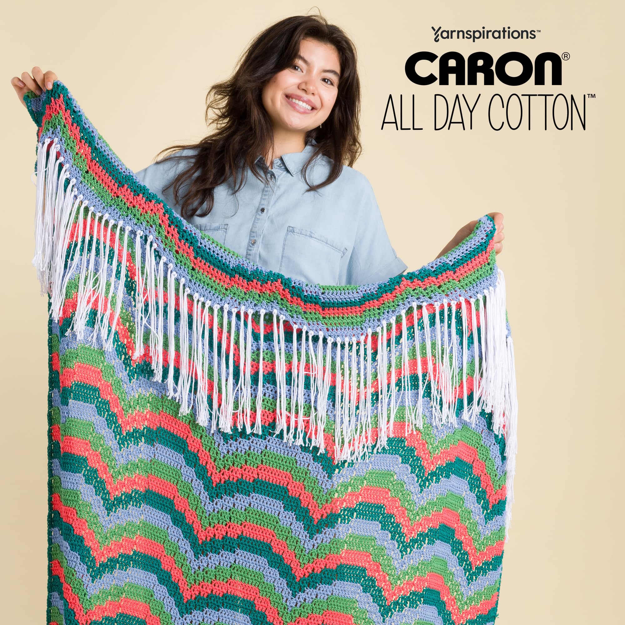 Caron All Day Cotton Yarn, 3-Pack, 173 Yards Each, 100% Mercerized Cotton, Cream - Image 2