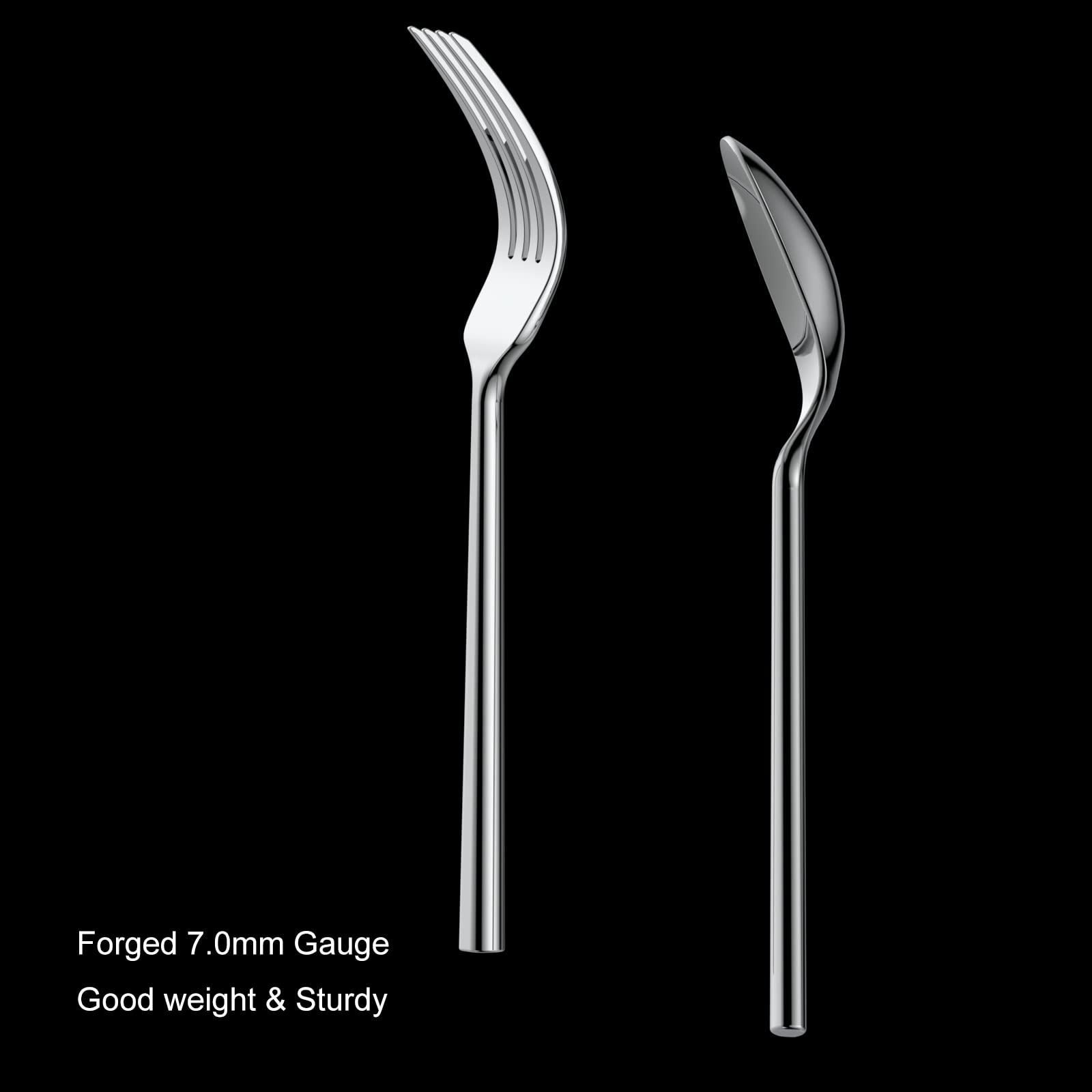 20-Piece Stainless Steel Flatware Set – Modern Silverware Set for 4 - Image 3